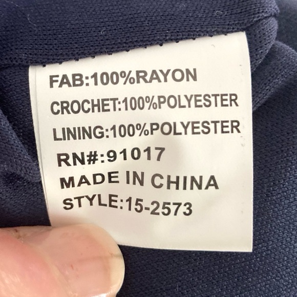 Solitaire Navy Blue Maxi Skirt Crochet & Tassel Details Size XL NEW - Picture 12 of 13